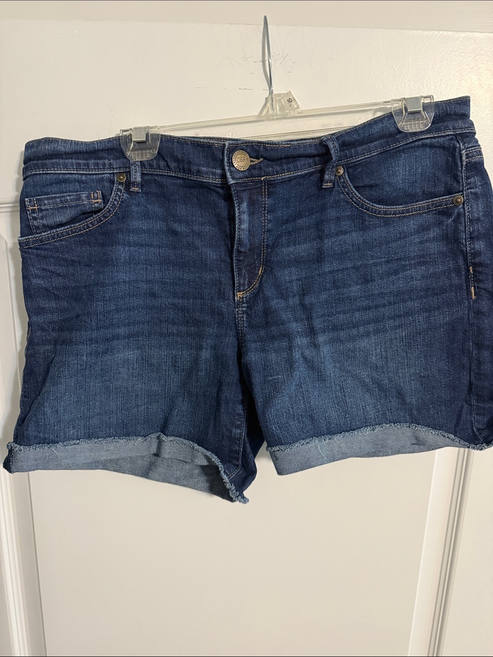 LOFT Dark Blue Rolled Hem Jean Shorts